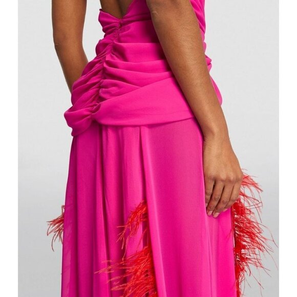 NERVI Maria Clara Feather Dress in Fuchsia 36 New Womens Long Maxi Heart Gown - Picture 14 of 16
